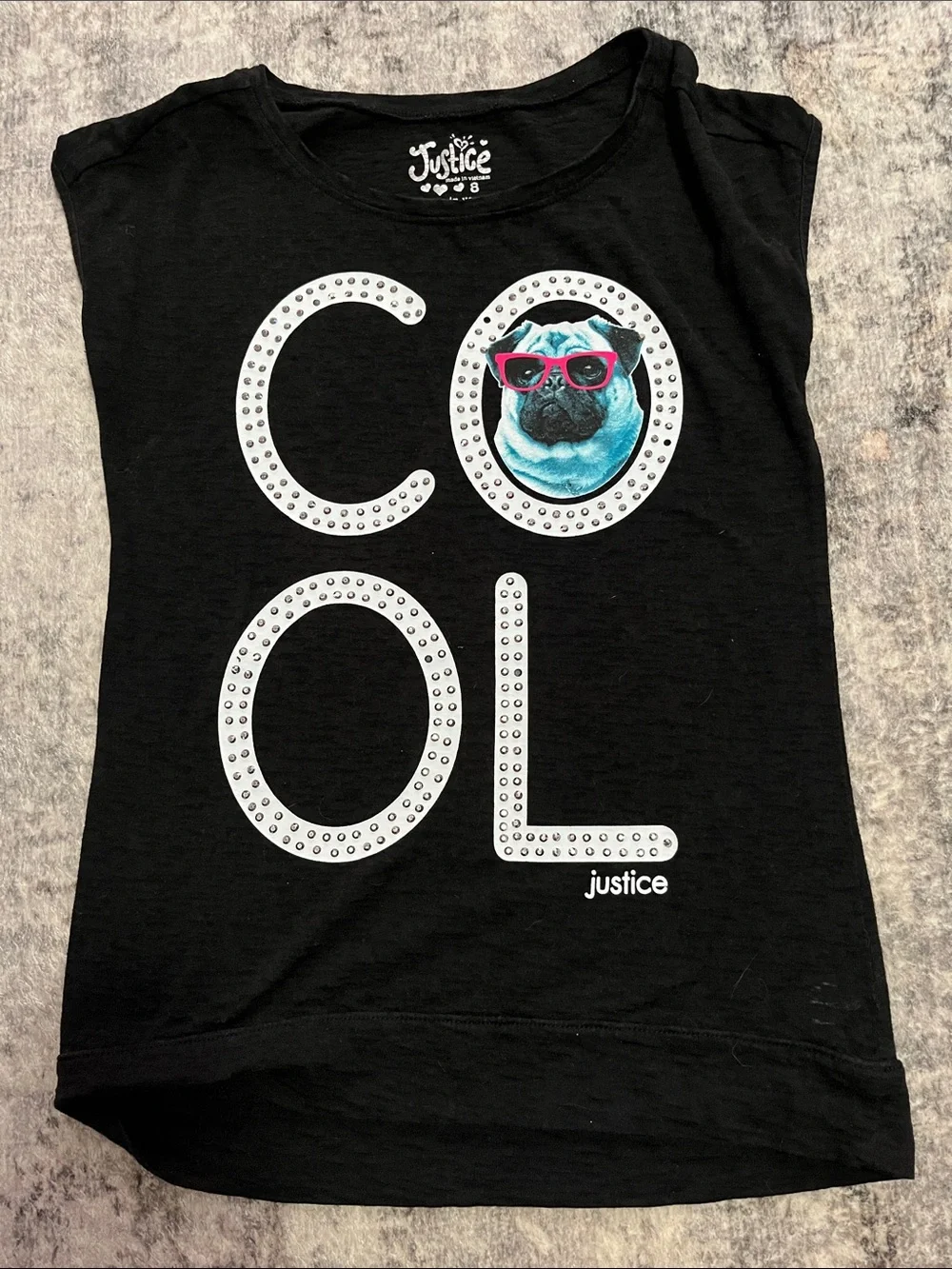 Justice Black Short Sleeve Tee with Studded 